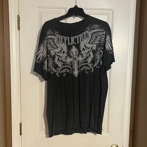Affliction Dark Gray Winged Skull Tee